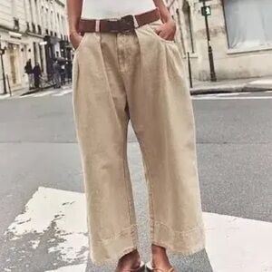 Free People Sweet Talk Chino Barrel Pants wide-leg, cropped silhouette  10 x 25”